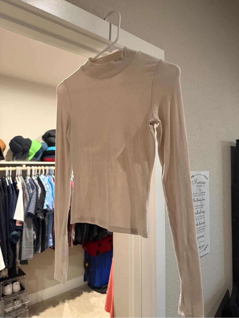 Sadie & Sage Cream Mock Neck Long Sleeve Top